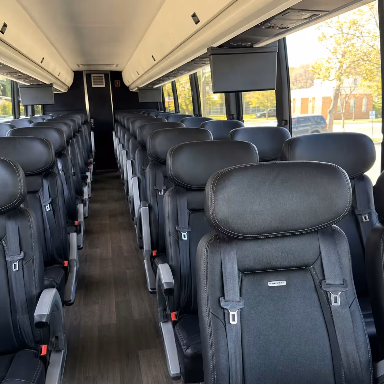 56 passenger charter bus inside